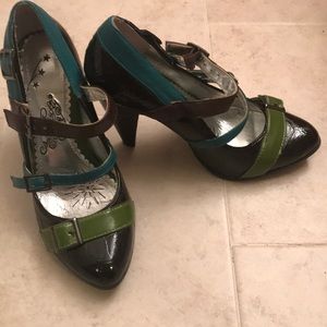 Strappy colorful heels